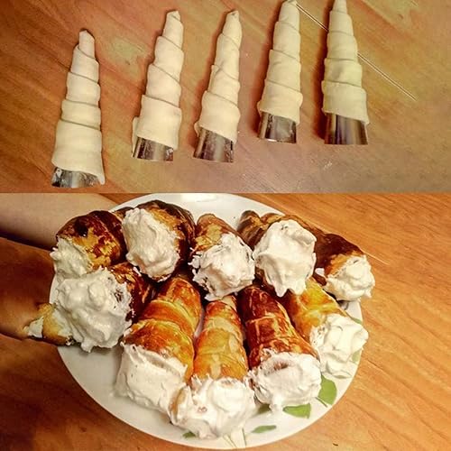 Miniatura 5 de Moldes de croissant para cuernos de crema de acero inoxidable, 10 unidades, herramientas para hornear en espiral NUOMI