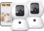 2.5K Indoor Camera 2pack, Free AI Person/Pet/Cry Detection, 4MP Baby/Dog/Cat/Pet Camera Indoor with Phone App, Pan Tilt WiFi Cameras for Home Security, Night Vision, Full Duplex Audio