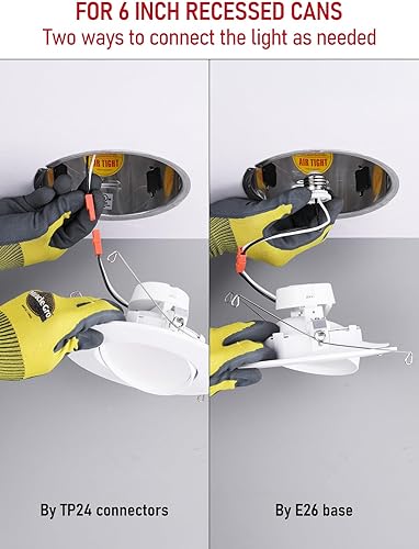 Miniatura 6 de TORCHSTAR Iluminación empotrable LED CRI90+ regulable 5CCT de 6 pulgadas, luces direccionales giratorias regulables, Downlight de techo ajustable,