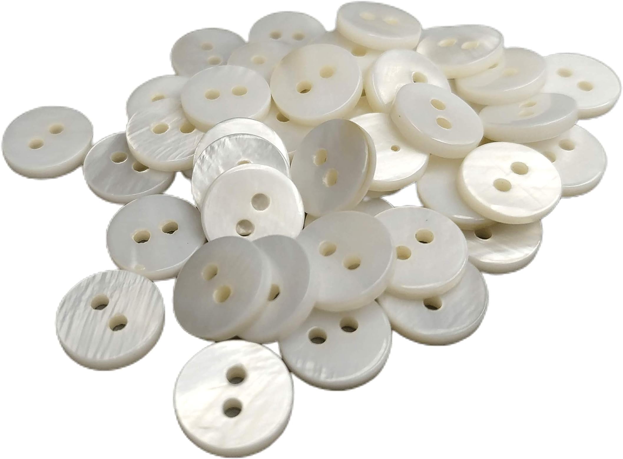 Natural Shell Buttons - Sewing and Craft Accessory - 6 sizes - Whitte Buttons (10 mm)