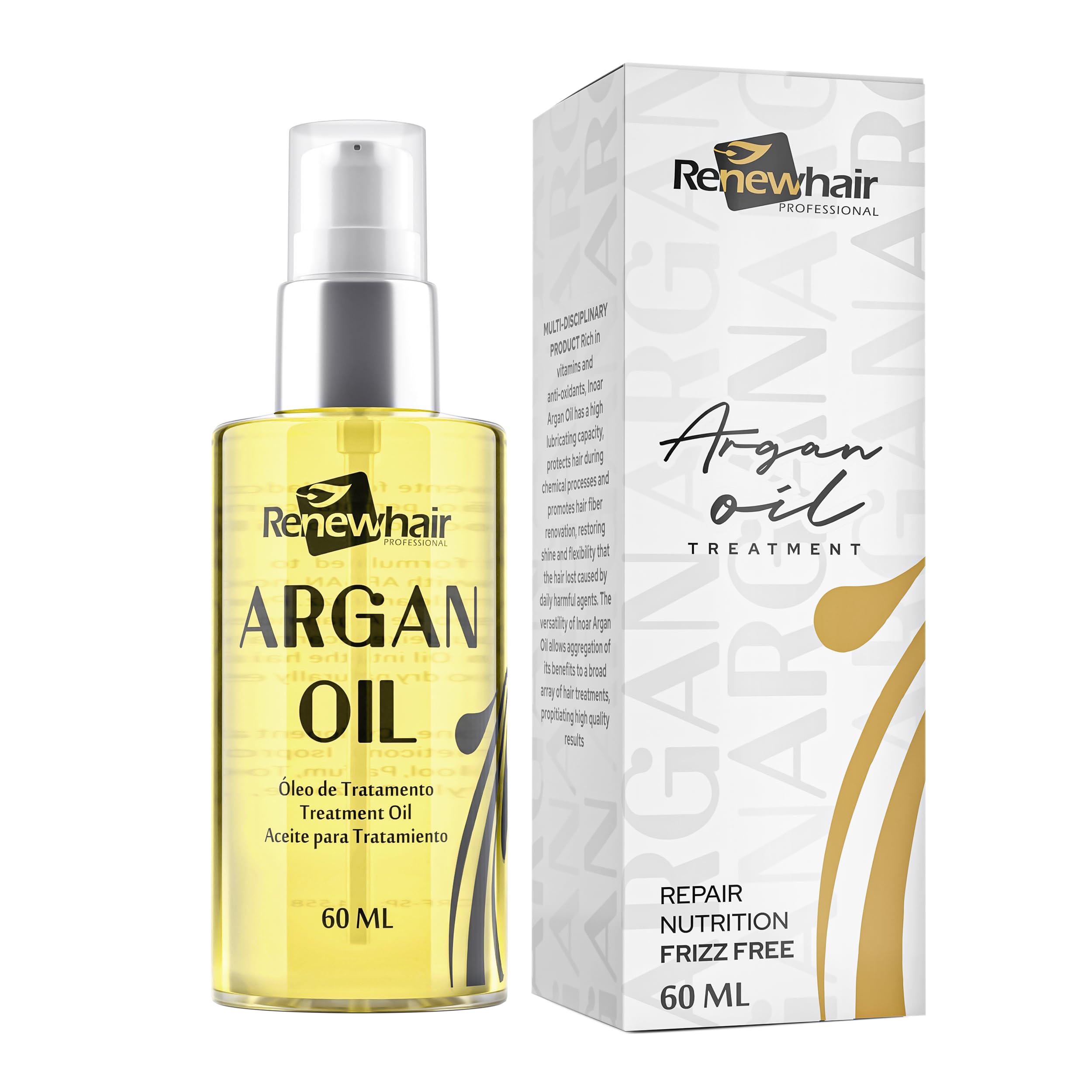 Hydrating, Frizz-Controlling & Heat-Protective Argan Oil Hair Treatment – Vegan & Lightweight Formula for All Hair Types 60ml