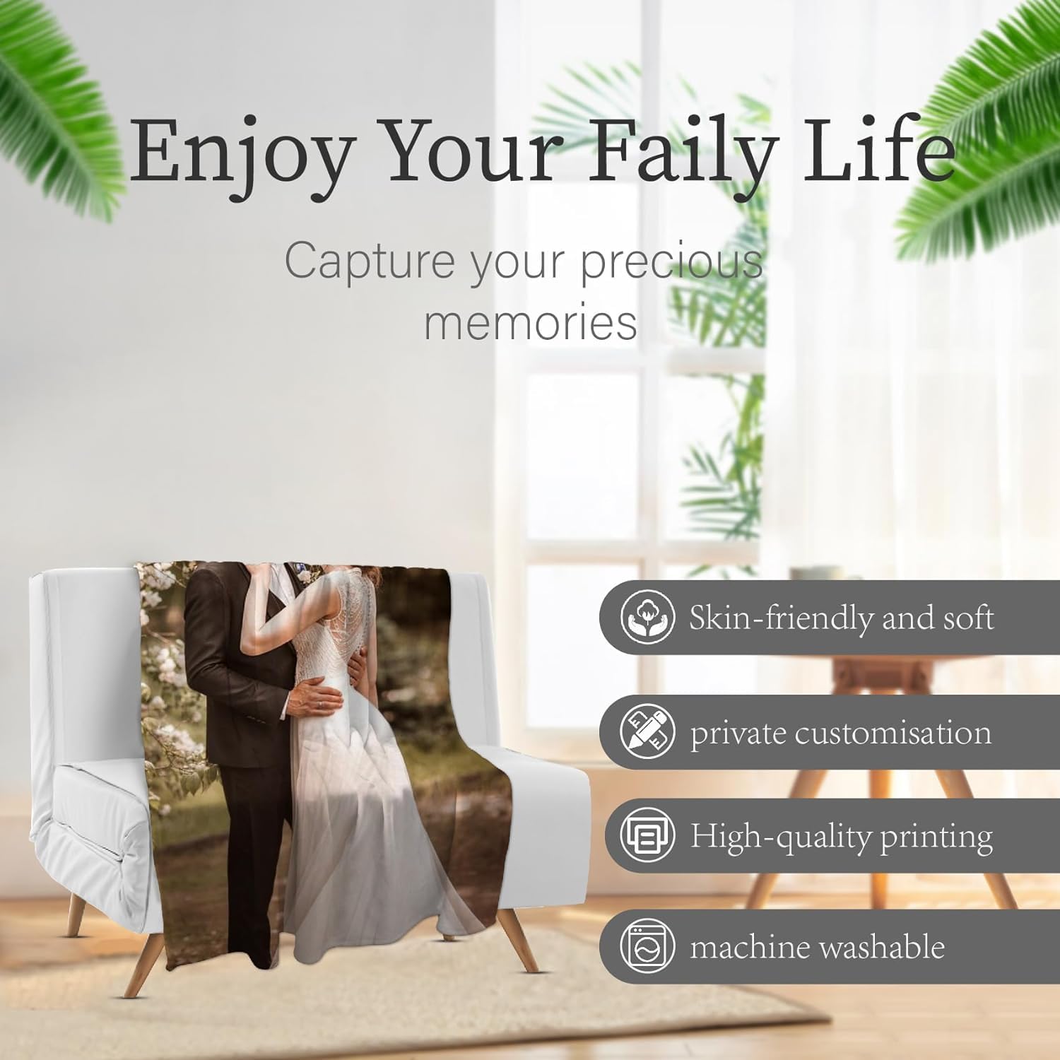 Ship Next Day-Custom Photo Blankets with Text Personalized Picture, Flannel Throw Blanket Gift Customized Mothers Day Birthday for Mom Grandmother Wife-Printed in USA (1 Photo only) - Image 3