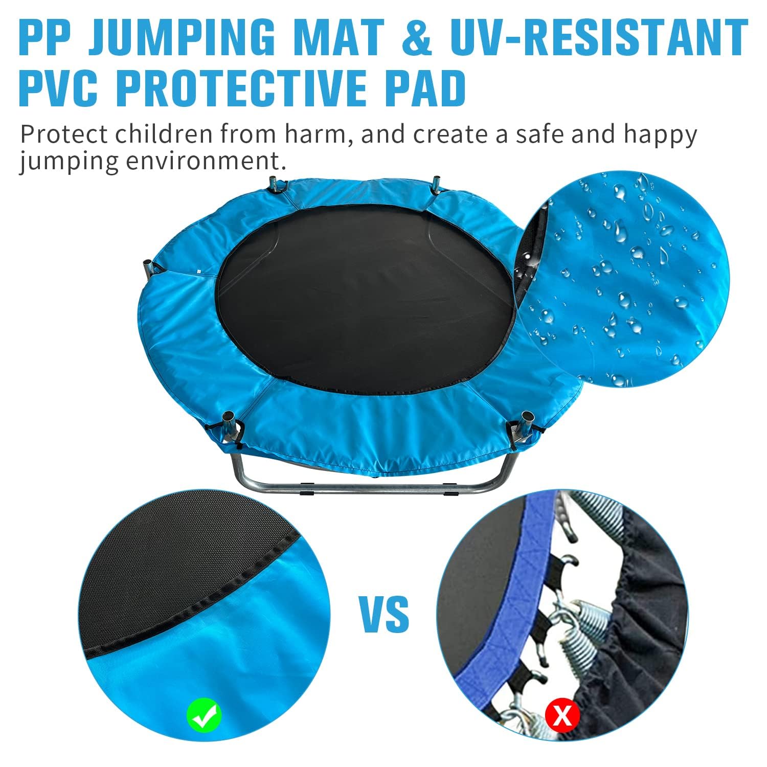 Trampoline pour Enfants 150cm avec Filet de Sécurité, Panier de Basket et Tapis de Saut - étanche, Réglable, 200kg