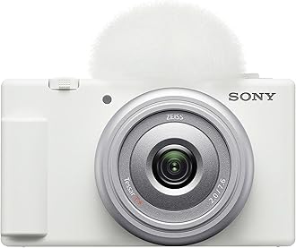 Sony ZV-1F (White) Content Creator's Ultimate Kit: 128GB Extreme Memory, Mic, Video Light, Editing Software, U-Grip, and Tripod Bundle (21pc)