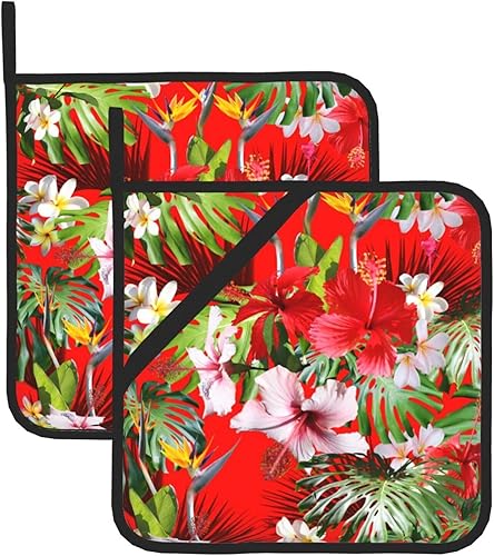 Juego de 2 soportes para ollas florales hawaianas tropicales para cocina, resistentes al calor, soporte para ollas, almohadilla caliente, tapete