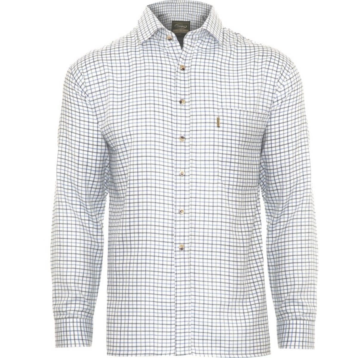 Champion Tattersall Country Casual Style Shirt-Blue, XL (2320)