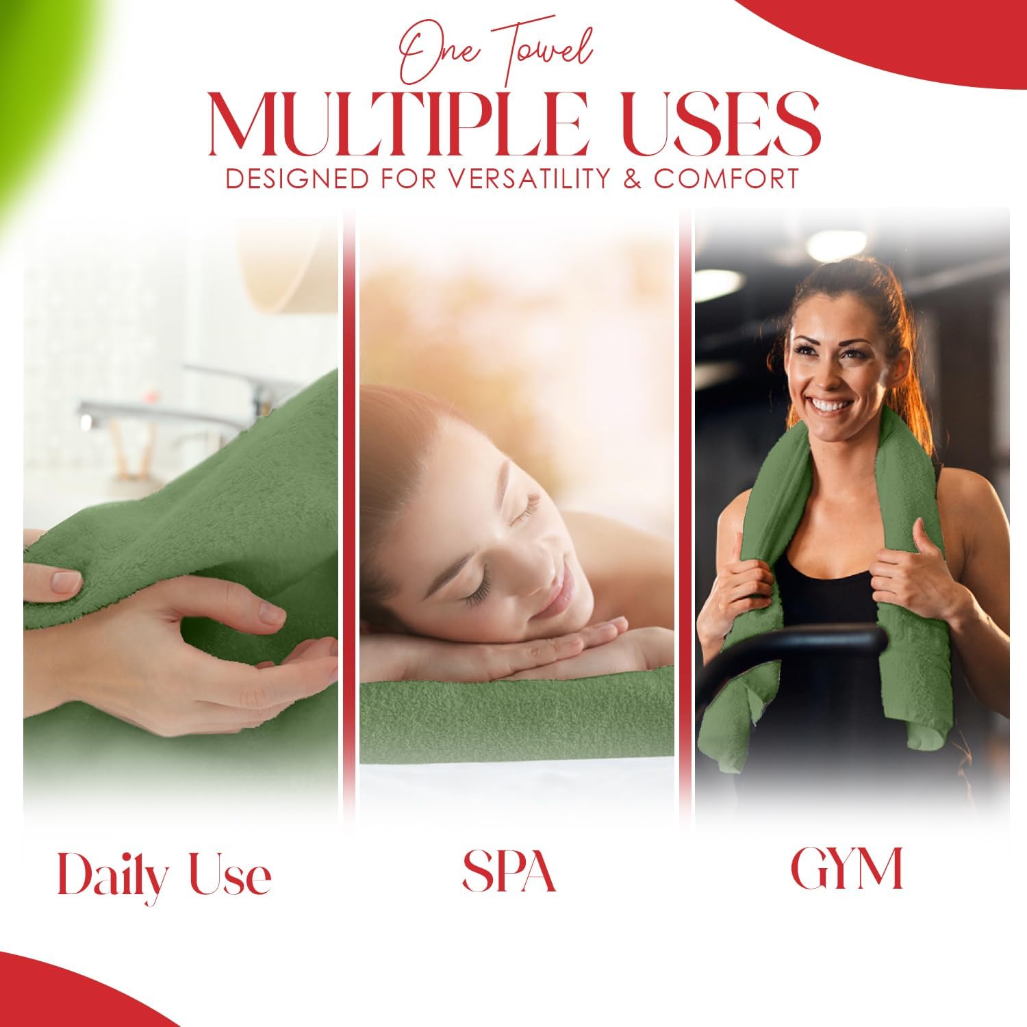 RIVERSIDE 6 Pack Premium Hand Towels Set, 16x28 inches, 100% Ring Spun Cotton, 600 GSM, Soft, Quick Dry and Highly Absorbent, Towels for Bathroom, Kitchen, Gym, Spa - Sage Green - Image 7