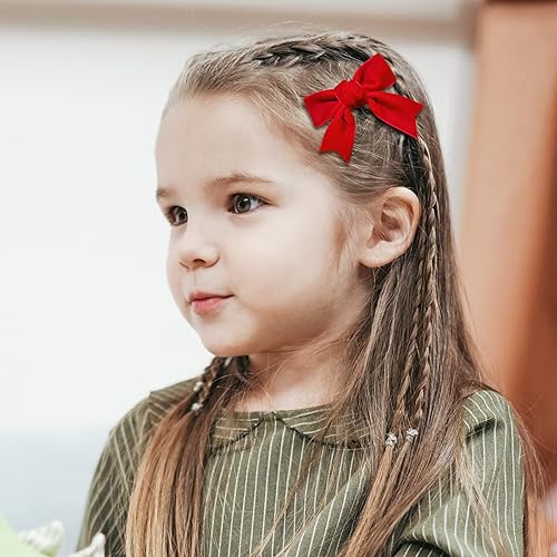 Miniatura 5 de Cinta de terciopelo rojo con lazo para el cabello clip de San Valentín hecho a mano bonito pasador de cocodrilo accesorio para el cabello pequeño