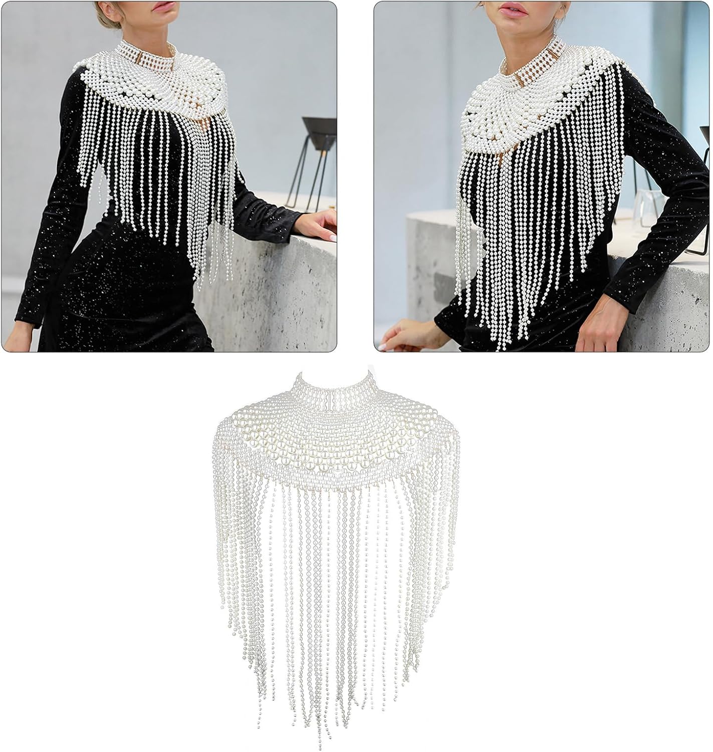 人工真珠は、チョンサムボディジュエリー用のイブニングパーティーネックレスチェーン用のショールパール肩チェーン