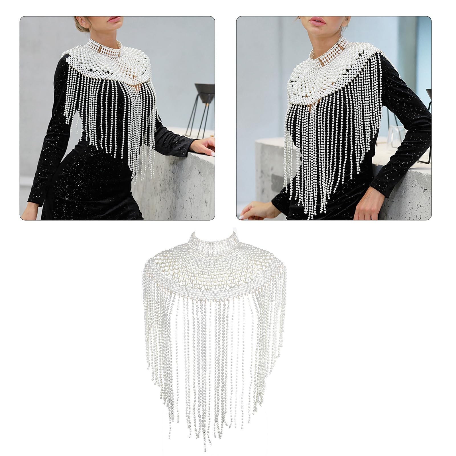 Nappe Perle Scialle per Abito da Sposa Catena Spalla Moda per Abito da Sera Elegante Catena per il Corpo per Occasioni Formali Donne
