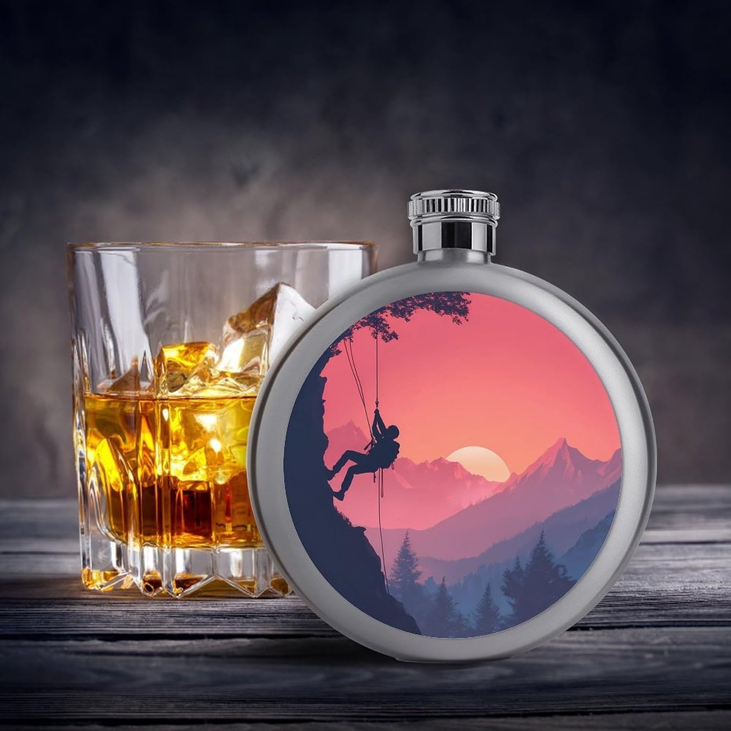 Climbing Rock Climber Round Flasks for Liquor Leak Proof 5oz image 4