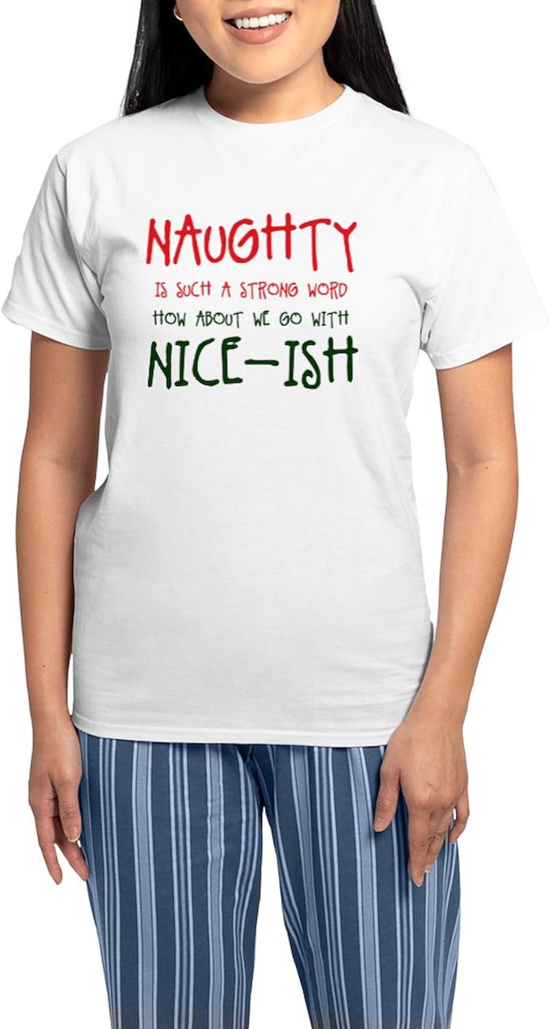 CafePress Nice Ish Women's Light Pajamas Women's Novelty Cotton Pajama Set, Comfortable PJ Sleepwear