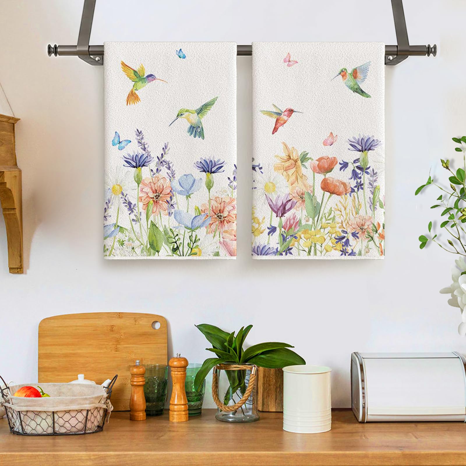 Caihoyu Torchons De Cuisine En Microfibre Absorbants Bleus Avec Hibou Et Branches De Sapin