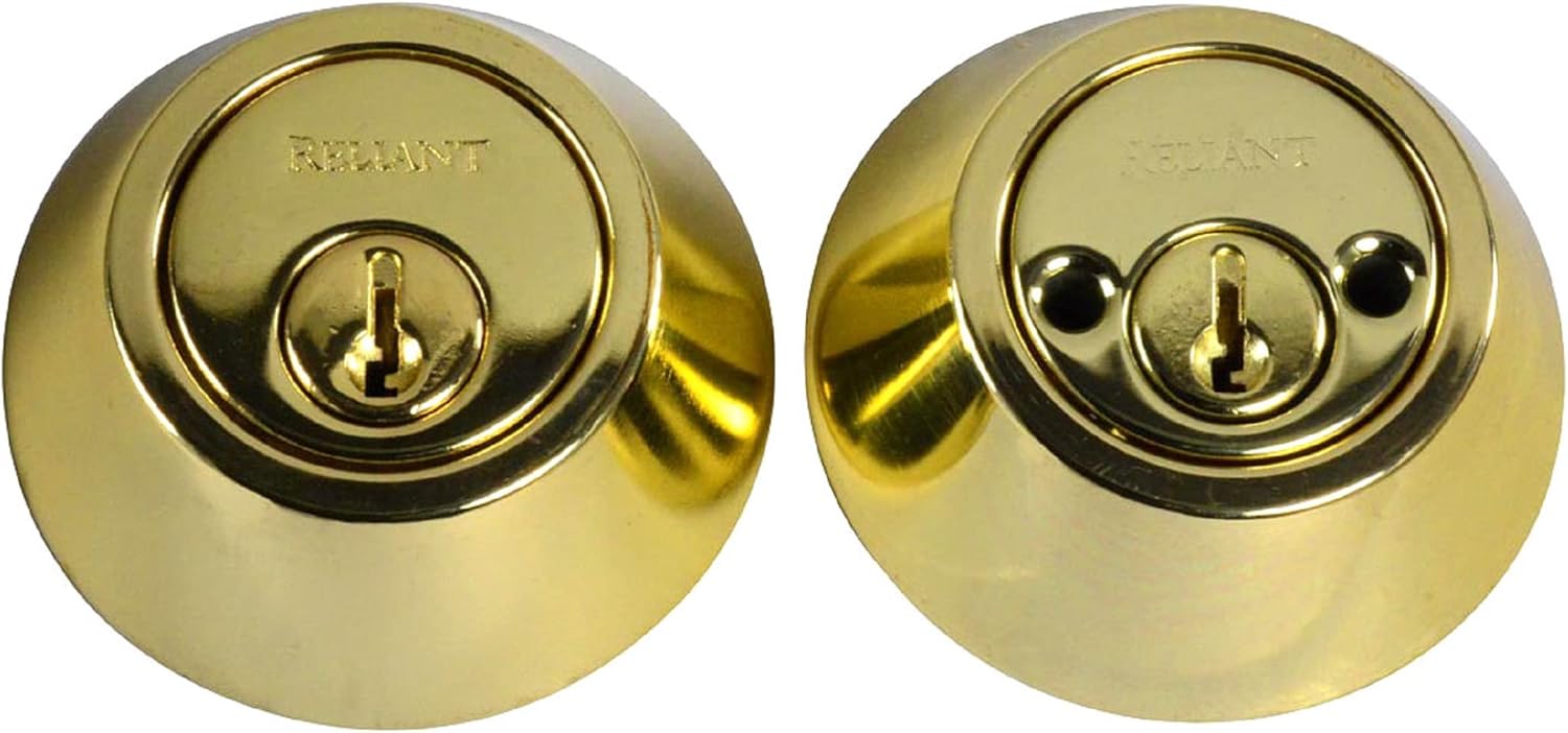 Reliant by Weslock Hudson Collection, Double Cylinder Deadbolt, Polished Brass (RE-00272-3-3FR22) - Keyed Entry