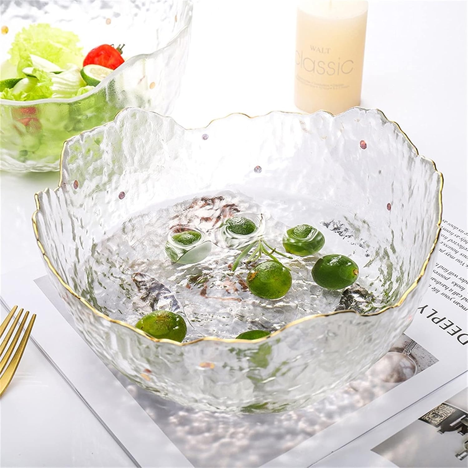 薩摩びーどろ工芸作 薩摩切子 切子 サラダボール サラダボウル 2点