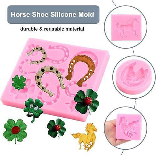 Miniatura 2 de ZiXiang Moldes de silicona para caballo, para zapatos de caballo, trébol, fondant, herradura, pezuña, moldes de silicona para decoración de