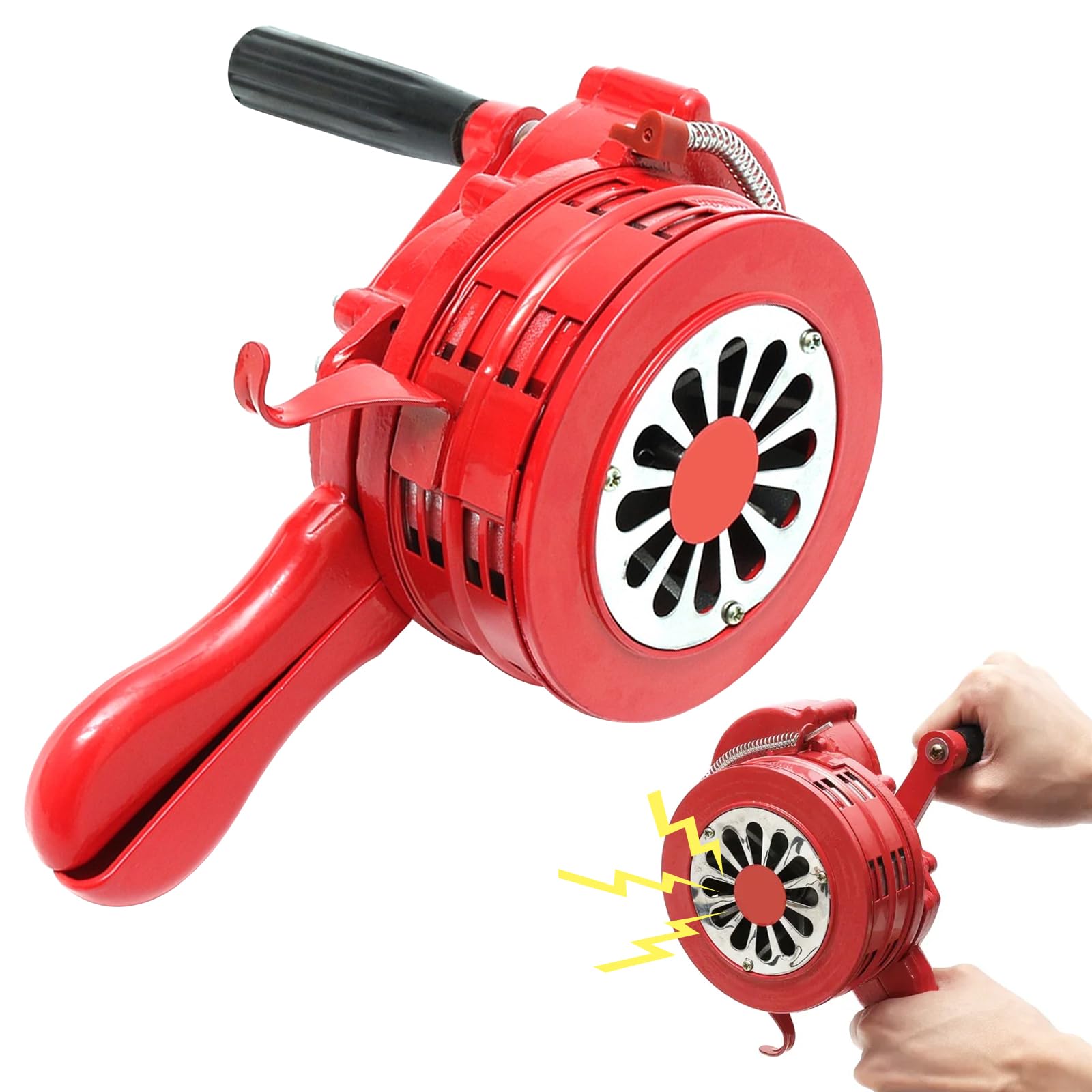 BYZESTY Hand Crank Siren Coast Guard Hand Siren Portable Hand Crank Alarm Manual Operated Air Attack Horn 110 dB Hand Crank Air Raid Siren for Factories, Schools and Public Places