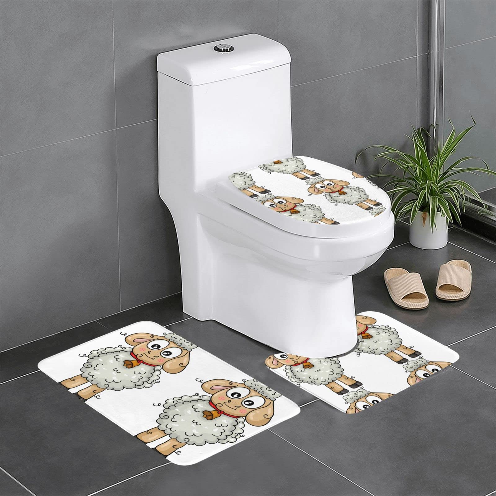 Tapis de salle de bain agneau lot de 3 pour créer une ambiance cocooning après la douche