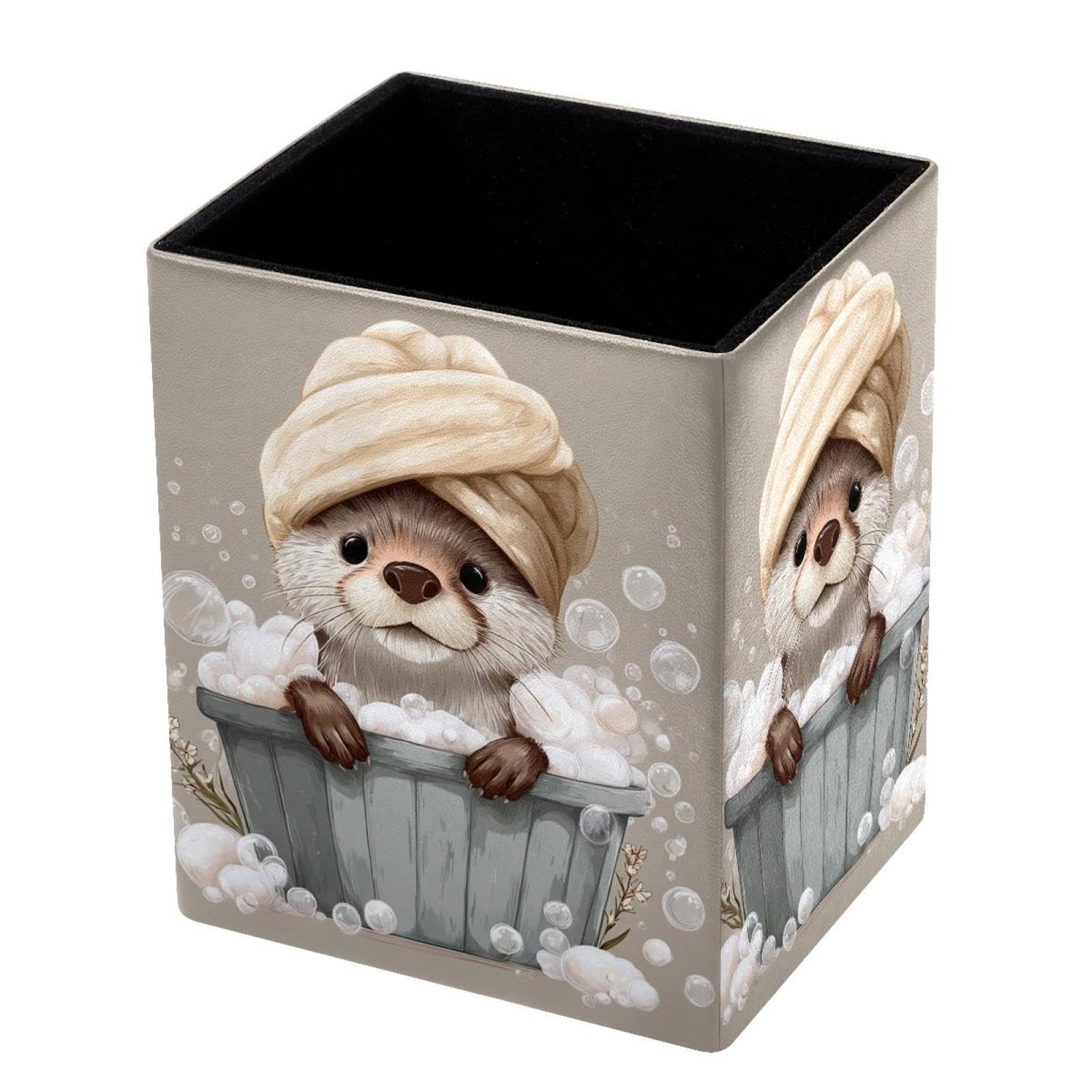 VAPOKF Pencil Holders for Desk, Otter Printed Pen Holders Pen Pot Makeup Brushes Storage Desktop Stationery Supplies Organiser for Home Office