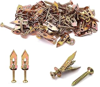 50 Piezas Tacos Pladur Incluye 50 Tornillos Tacos para Pladur No Requiere Taladro Tornillo de Expansión Autoperforante Self Drilling Anchors Screws para Ganchos Estantes (1,2x3 cm / 0,4x3 cm)