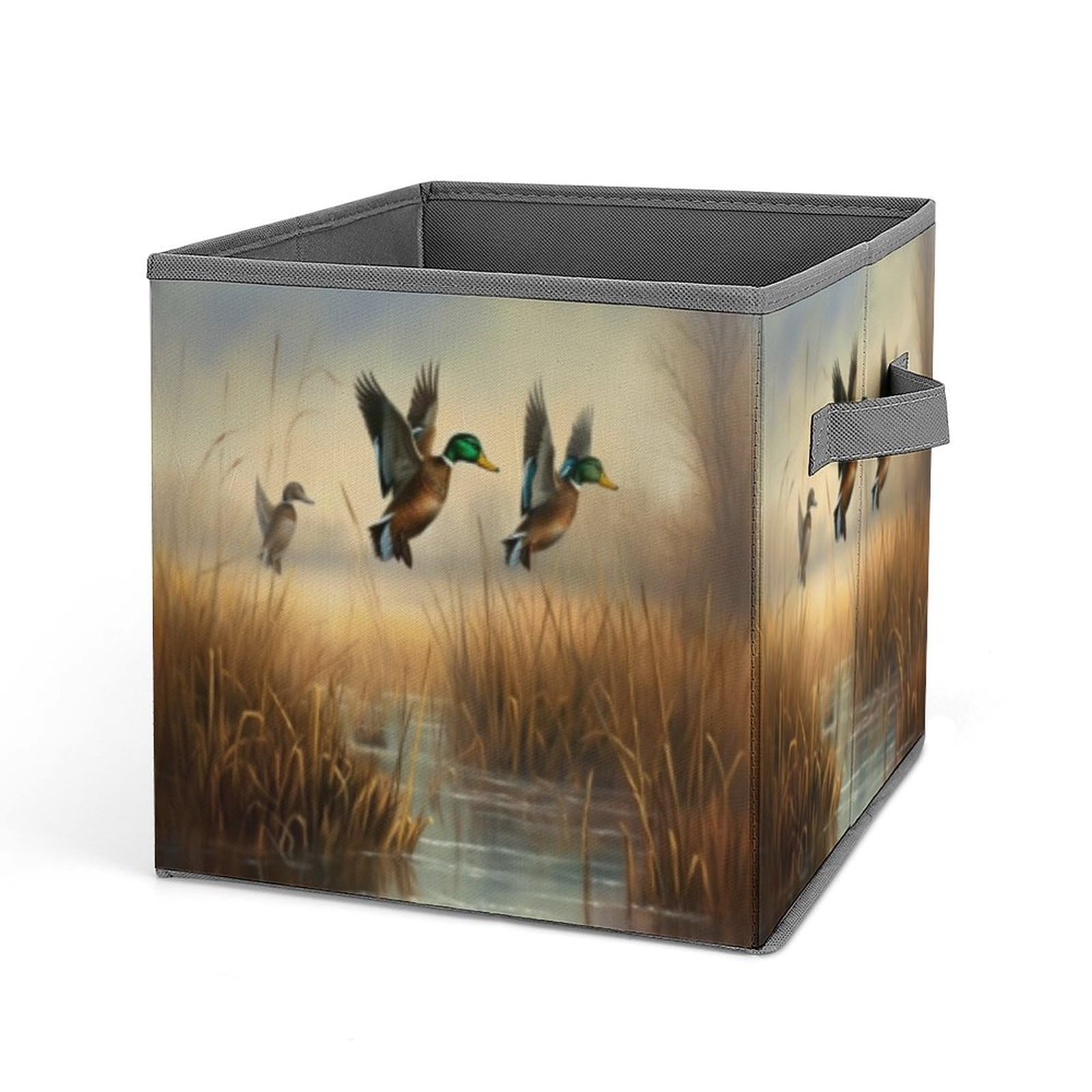 JTREHY Hunting Flying Wild Printed Foldable Storage Box, 10.6 Inches Fabric Storage Box for Wardrobe, Bedroom, Utility Room