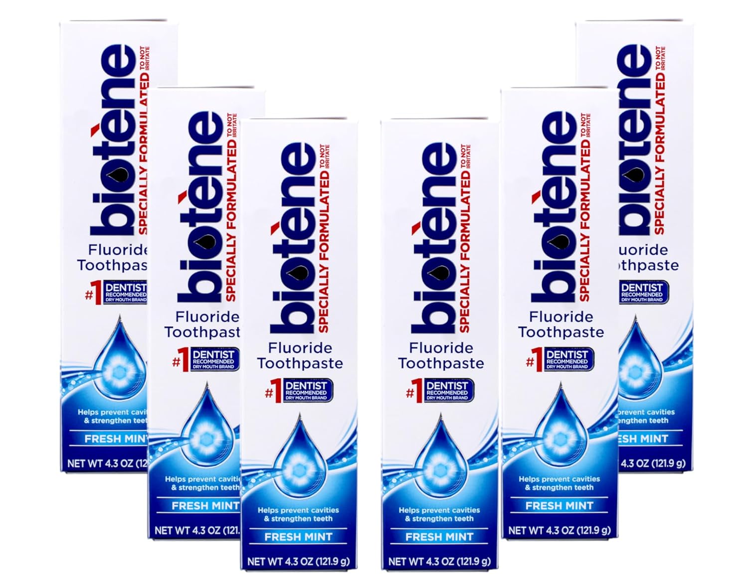 Biotène Pasta de Dente, Menta Fresca, 122 g (Pack de 6) - Sorriso Saudável