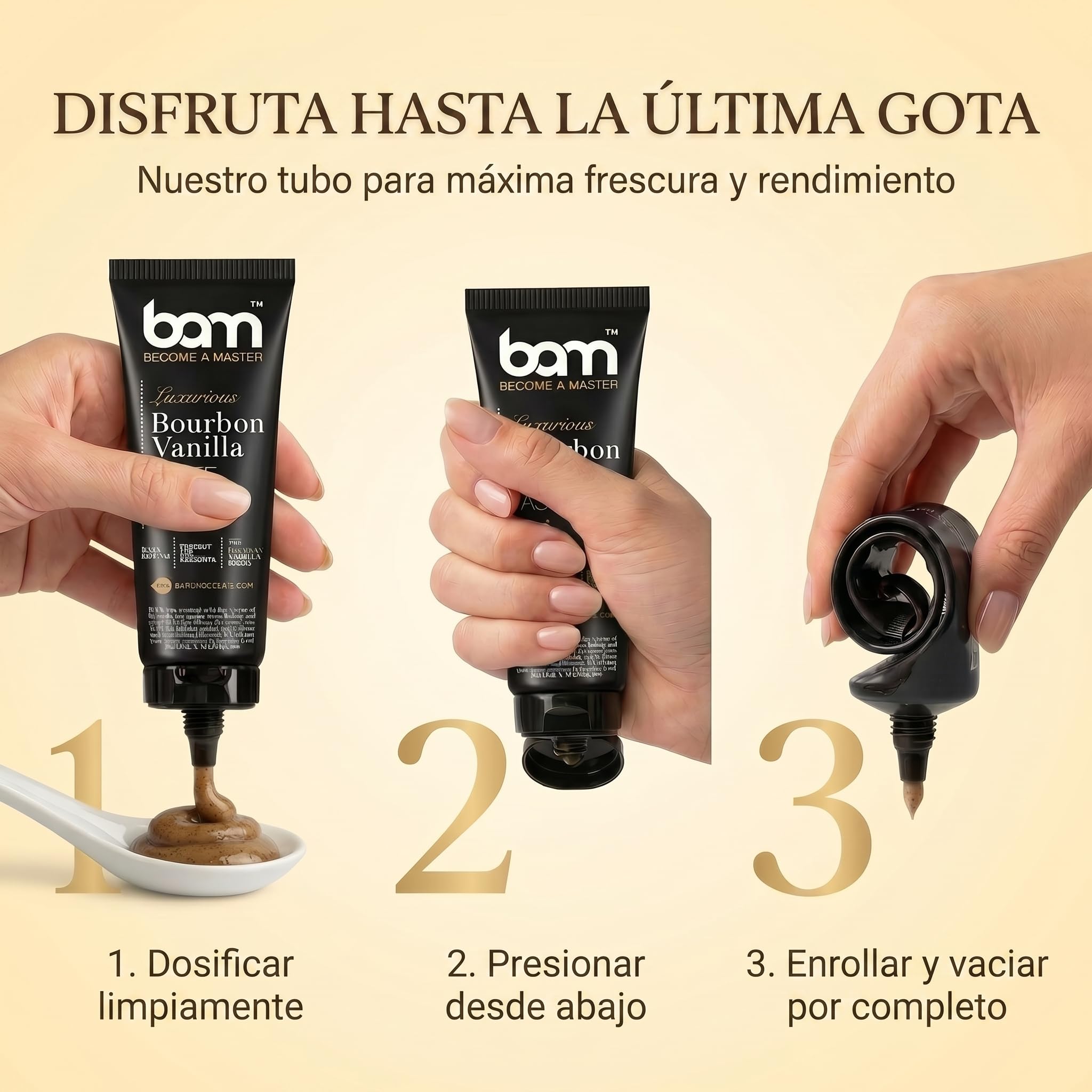 BAM Pasta de Vainilla en Tubo, 50 g – Extracto de Vainilla Bourbon de Madagascar con Semillas Naturales – sin Alcohol y sin Gluten