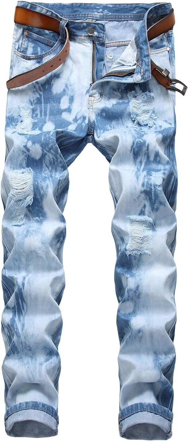 Just No Logo Men's Slim Fit Light Blue Ripped Jeans Destroyed Denim