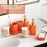 Vista 4 de Bathroom Accessories Set - 25PC Bathroom Sets with Shower Curtain and Rugs, Orange Bathroom Accessories with Trash Can, Soap Dispenser, Soap Dish &