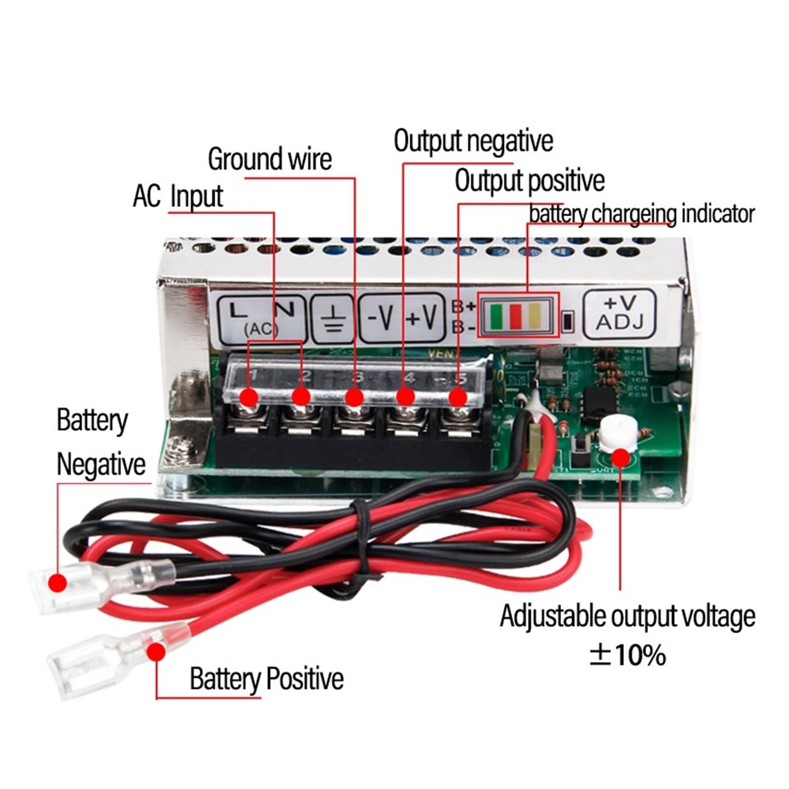 Funkcja UPS/ładowania Zasilacz impulsowy SC-35W 60W 120W 180W 12V 24V Monitor AC/DC Ładowanie akumulatora SC-120-12V,SpóJność NapięCia(12V,60W)