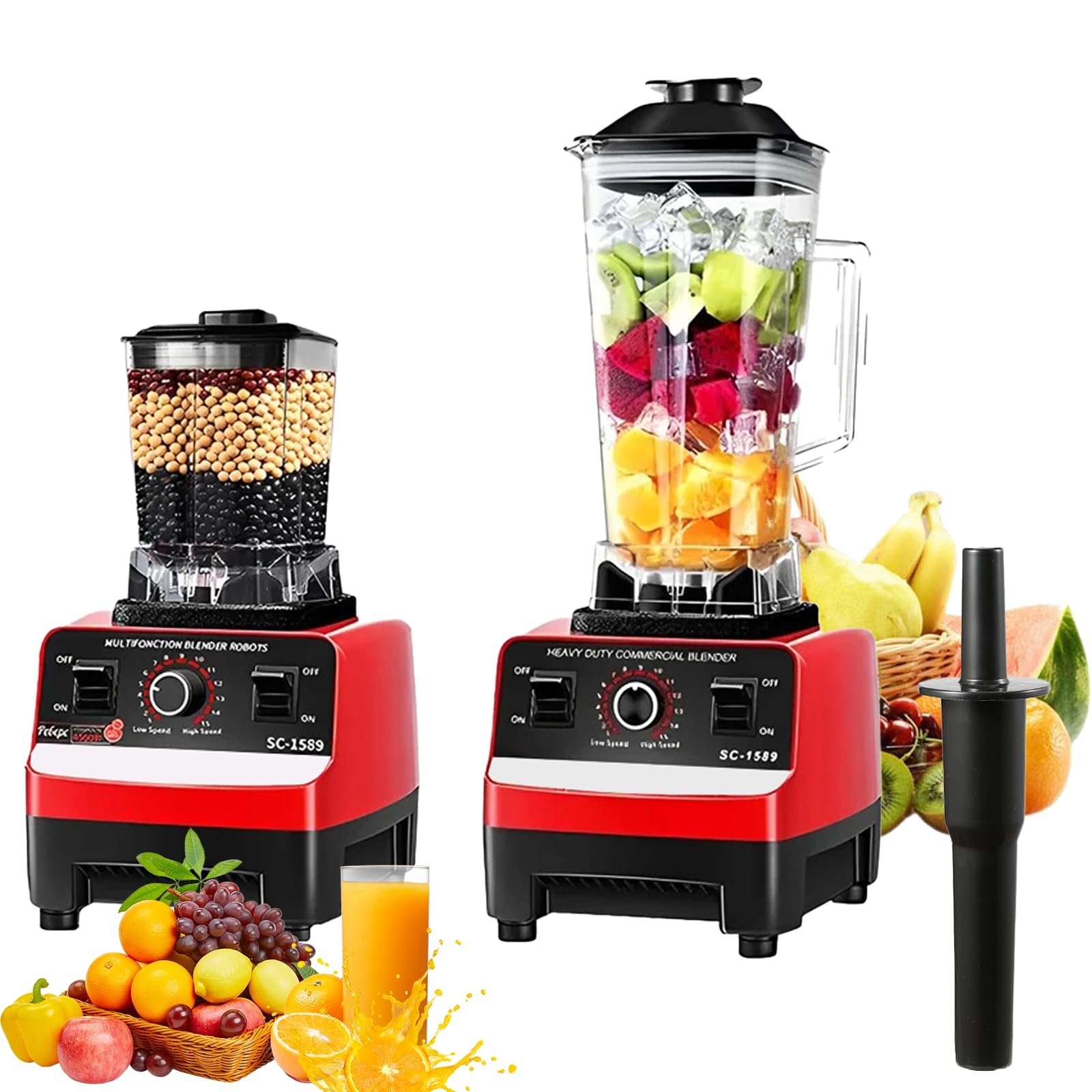 900W 2-En-1 Blender Mixeur Multifonctions, 2L Blender Smoothie Professionnel avec 2 Bol, Mise à Niveau Moteur,6 Lames en Inox,15 Réglages Vitesse,pour Smoothies, Shakes, Aliments (2-En-1 Blender)