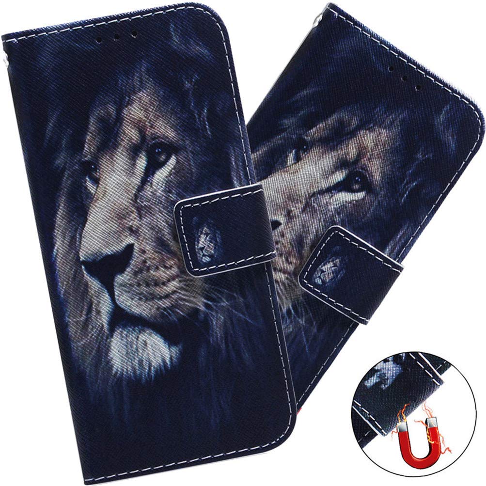 EMAXELERR LG Stylo 5 Case Cover Shockproof Stylish PU Leather Flip Folio Bookstyle Slim Wallet Protection Case Magnetic Stand Card Slot Case for LG Stylo 5 TXC Lion