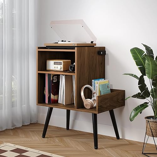 Miniatura 6 de Soporte para reproductor de discos de vinilo con salida de álbum, estante de audio, armario de almacenamiento de álbum, mesa auxiliar de sofá, mesa