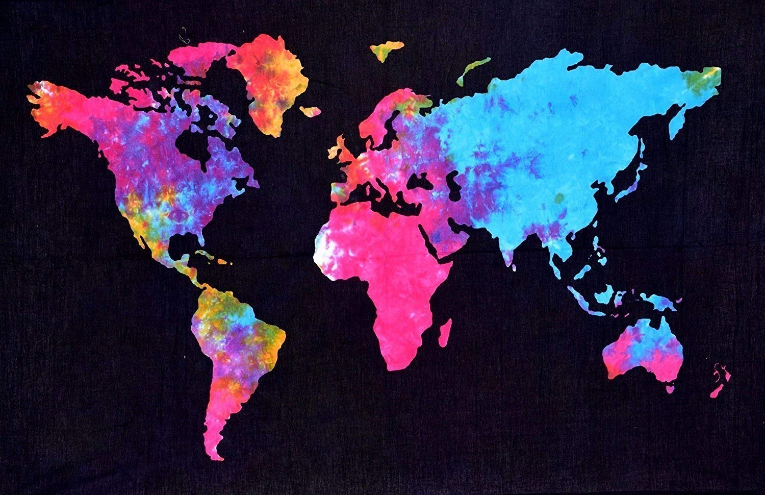 VKMarotia World Map Psychedelic Hippie Printed Wall Hanging Decoration Poster Cotton (Multi)