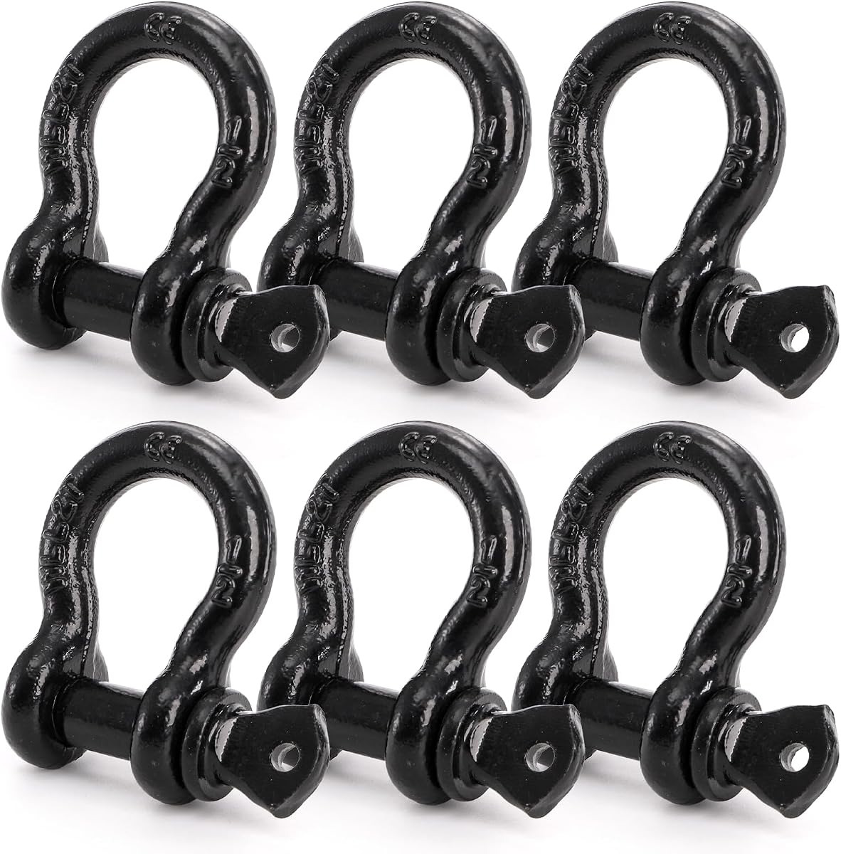 Bekith 6 Pack 1/2 D Ring Shackle 2.0 Ton Capacity
