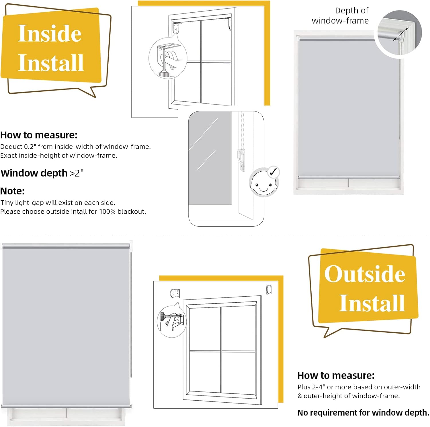 CUCRAF Off White Roller Shades with Grommet Blackout Curtains 2 Panels Bundle : Home & Kitchen