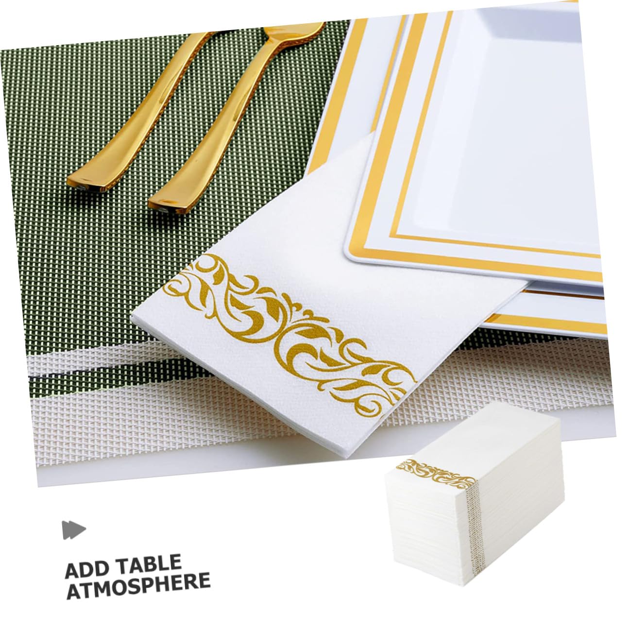 Einweg Tischservietten mit Staubfreier Funktion 40x30cm aus Papier 100 Stück Goldfarbene Luxuriöse Weiche Cocktailservietten für Party und Geburtstag