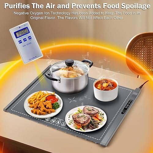 Miniatura 4 de Tapete de calentamiento de alimentos  Bandeja de calentamiento eléctrica portátil para bufé de fiesta, calentador de alimentos plegable, tiempo