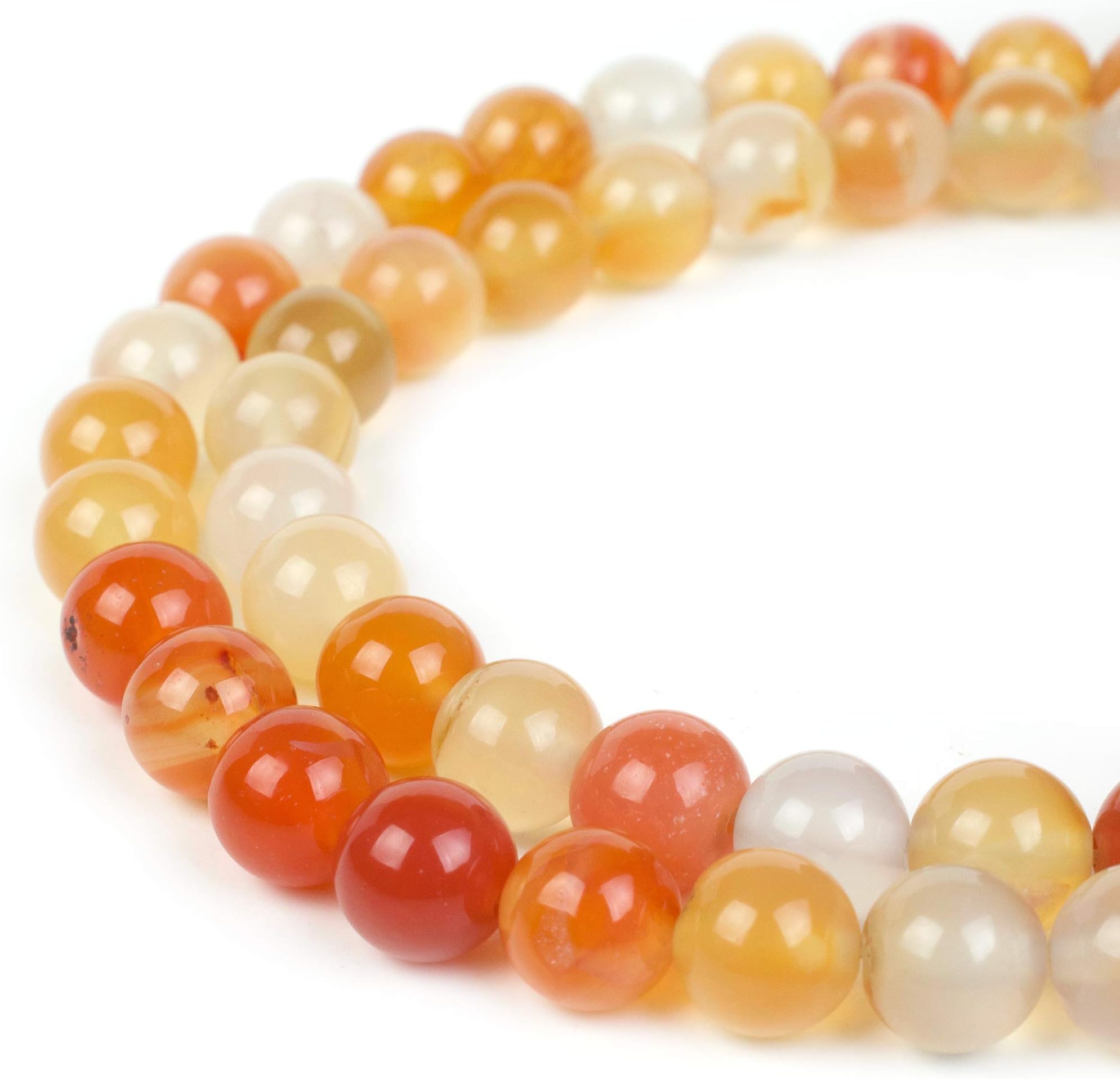 RVG 8mm Natural Carnelian Beads Round Gemstone Loose Stone Mala 15.5 in Strand for Jewelry Making (Approx 45-48 pcs)