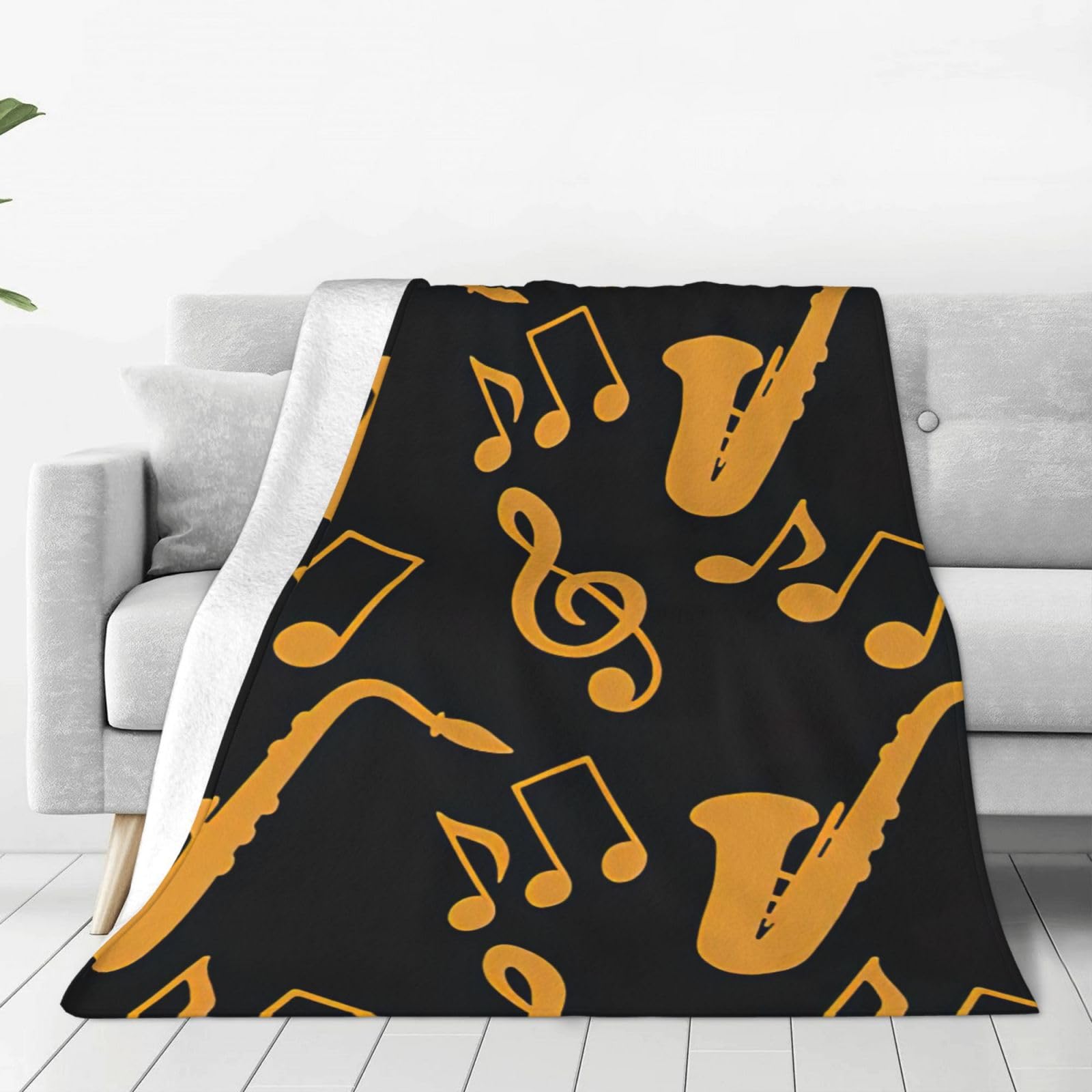 Couverture polaire lit et canapé contre le froid motif musique