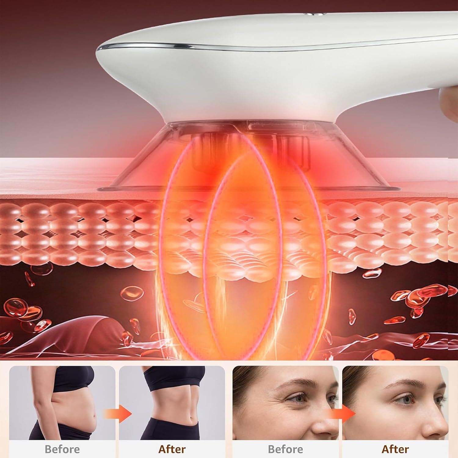 3-in-1 Body Sculpting Machine with Heat & Red Light, Rechargeable Cellulite Massager Tool for Belly, Arms, Legs & Thighs, Body Sculptor with Lymphatic Drainage Massage for Daily Body Care