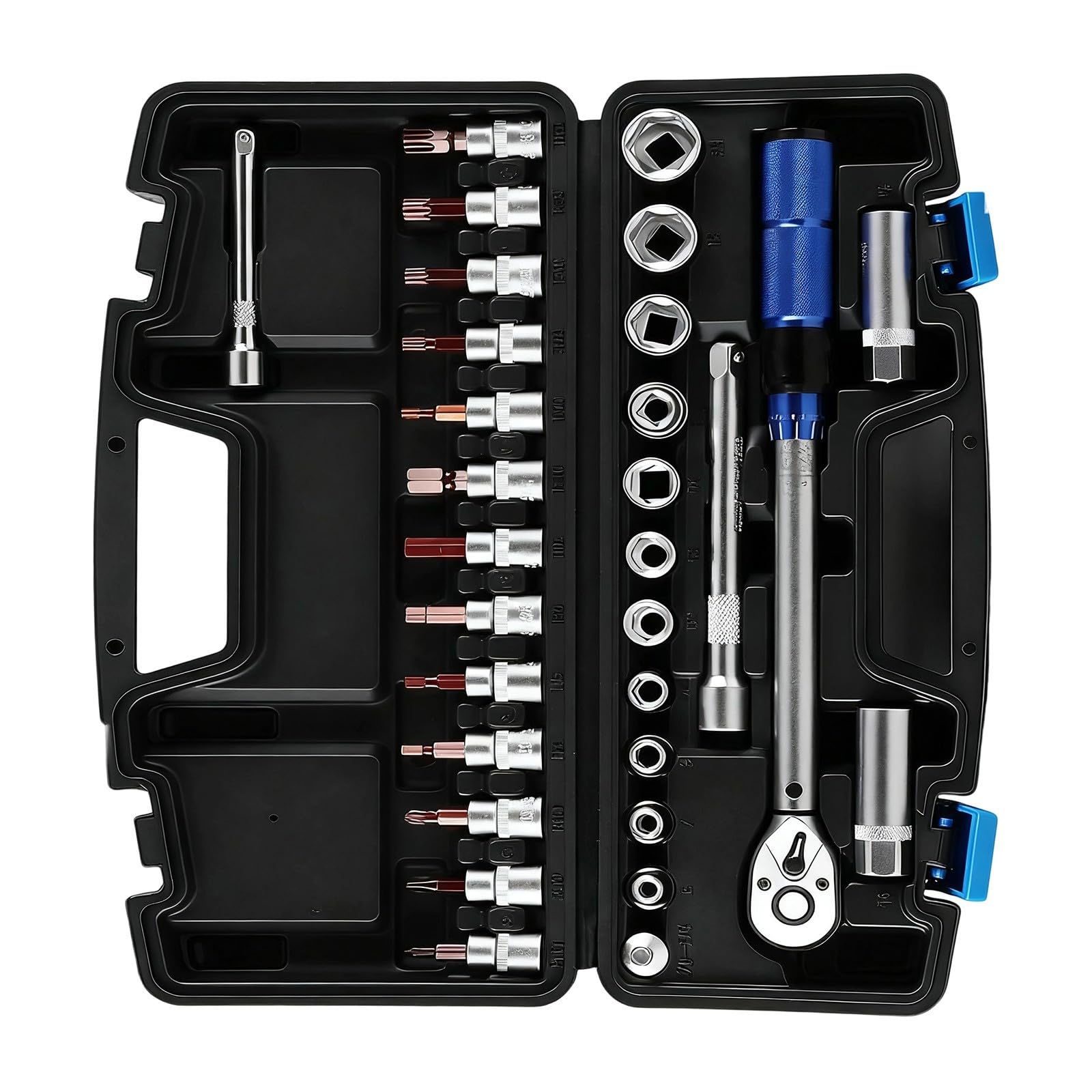 Msioytog 30 Pieces Set Torques Wrench With 72 Tooth Ratcheting Design Ergonomic Grip For Automotive Repair Sparks Plugs Maintenance Automotive Torques Wrench With Preset Function