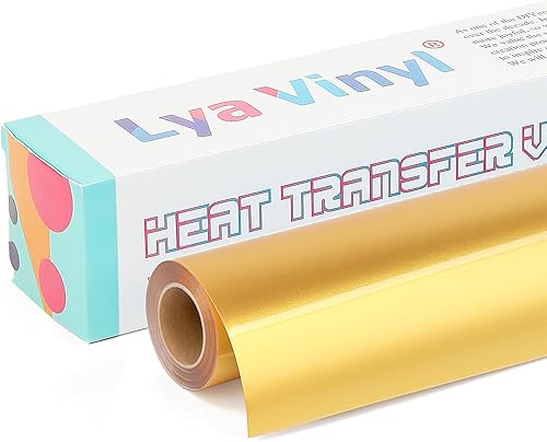 Lya Vinyl - Vinilo de transferencia de calor de 12 pulgadas x 10 pies, rollo de vinilo dorado metálico HTV dorado para Cricut, Silhouette Cameo para