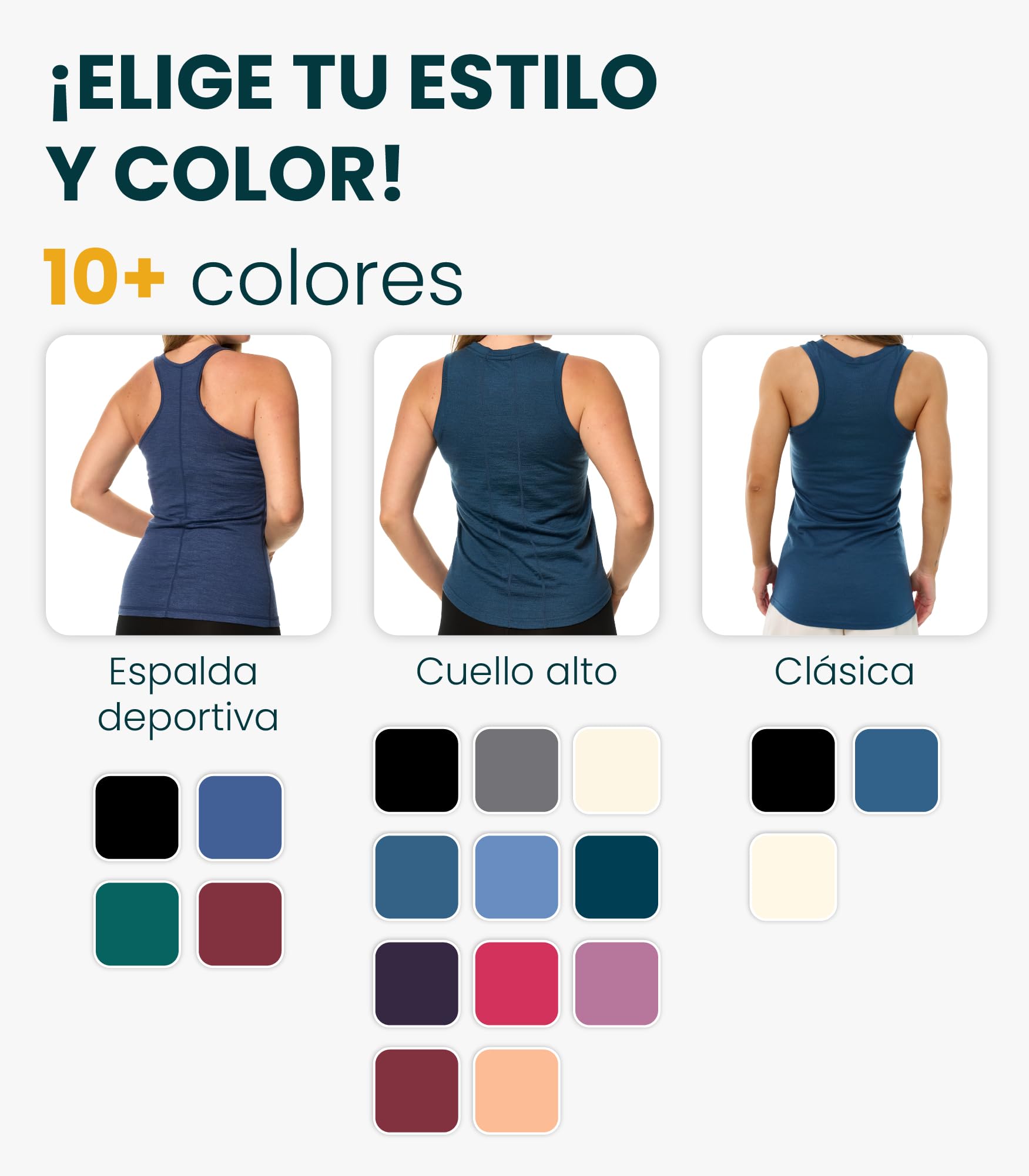 Camiseta Tirantes Mujer Lana Merino - Camiseta Interior Lana Merino Mujer Activa Capa Base, Evacuación de Humedad