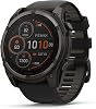 Garmin Fenix 8 Smartwatch GPS multideporte premium, 51 mm, zafiro, solar, resistente al buceo, linterna integrada, titanio DLC con correa gris guijarro - Base de carga Signature Series 3