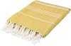 Blue Beach Turkish Towel - 100x180cm Large Turkish Hammam Peshtemal Towel - Super Absorbent, Quick Dry, Sand Free, Lightweight, Compact Towels for Swimming, Bath, Yoga Gym, Sauna and Travel (Mustard)
