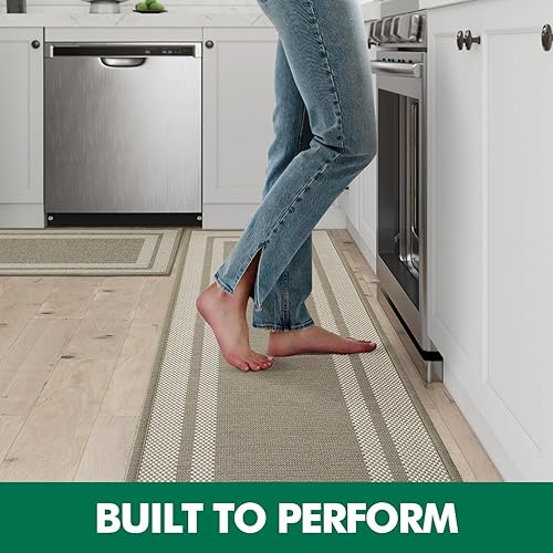 Miniatura 9 de LUMI Juego de 2 tapetes de cocina, antideslizantes, antiarañazos, cómodo juego de tapetes de escritorio de pie, antifatiga, lavables, ecológicos,