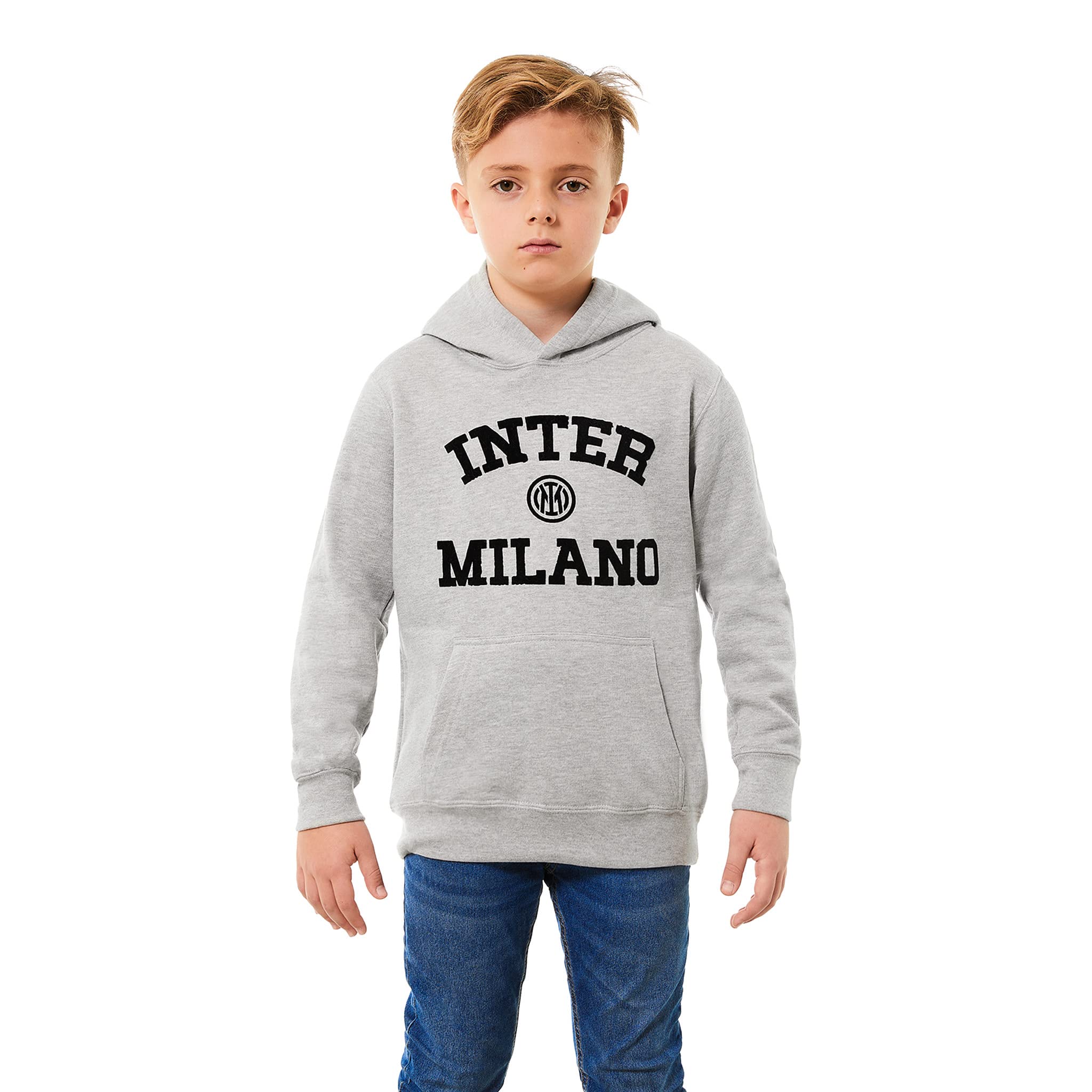 Inter FC Internazionale Milano S.p.A. Kids and Boys Hooded Sweatshirt, bright grey (ral 7035), 14 Years