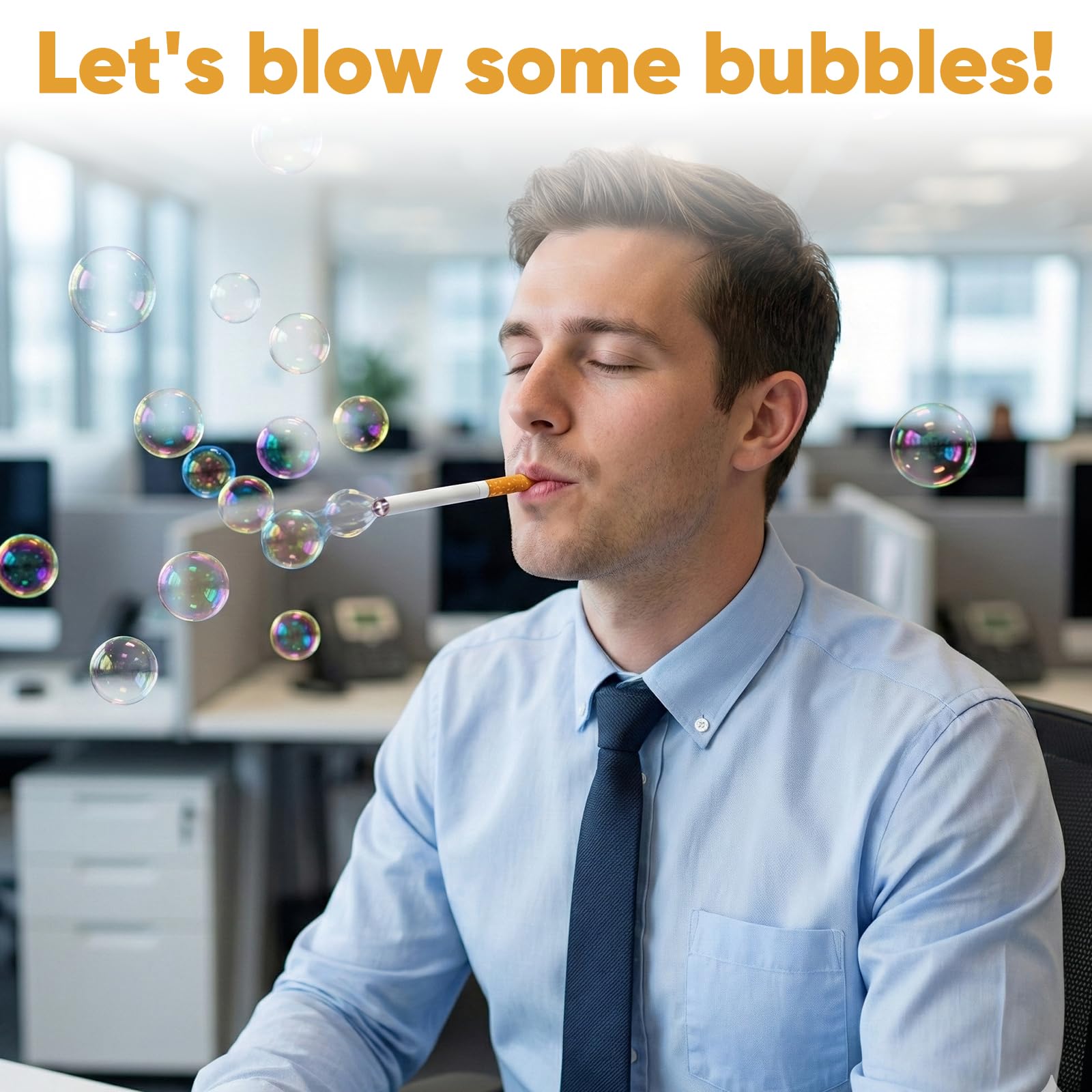 Bubble Cigarette Blower 2 Kit,Bubble Cigarette Stress Relief Toy Mini Bubble Blower Sticks Box Bubbles Toy Relaxation Birthday Christmas Party Gift for Men Women — view 4