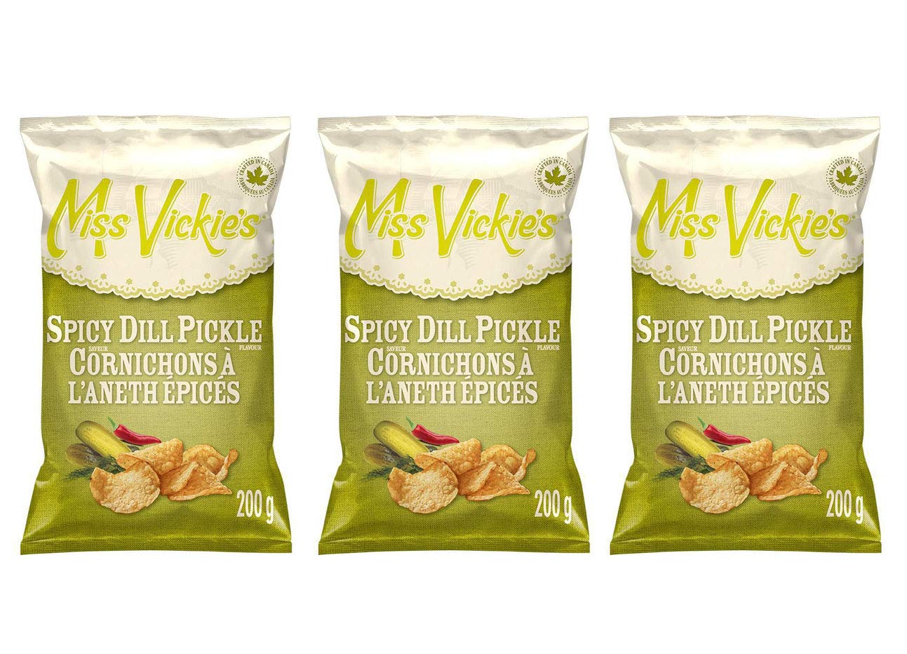 Miss Vickie's Spicy Dill Pickle Kettle Cooked Potato Chips, 200g/7 oz